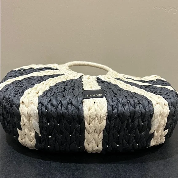Dolce Vita | Black Raffia Shopper “EstelleB” Tote ~ Canvas Inside - Picture 11 of 16